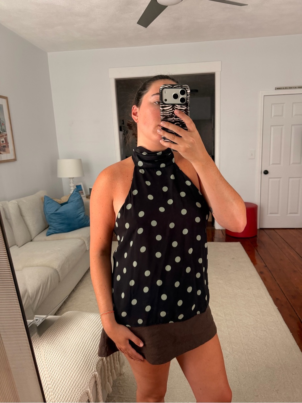 Zara Black Polka Dot Halter Camisole